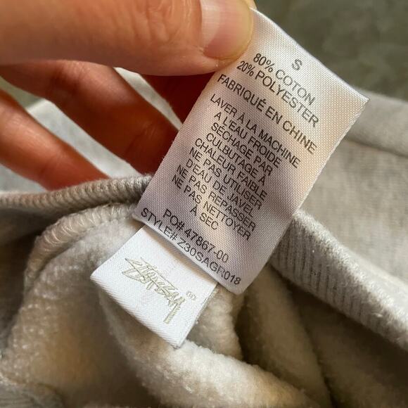 Stussy Gold Embroidered Logo Sweatshirt Gray Small Vintage 90s Y2K Surf Skate - Picture 6 of 10